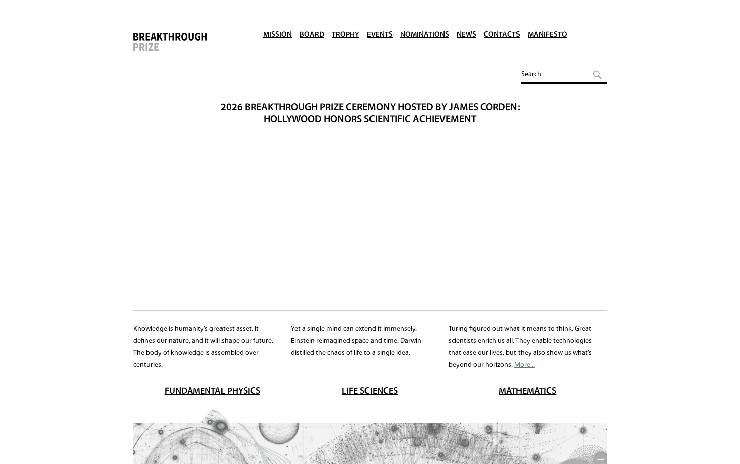 Breakthrough Prize 页面快照